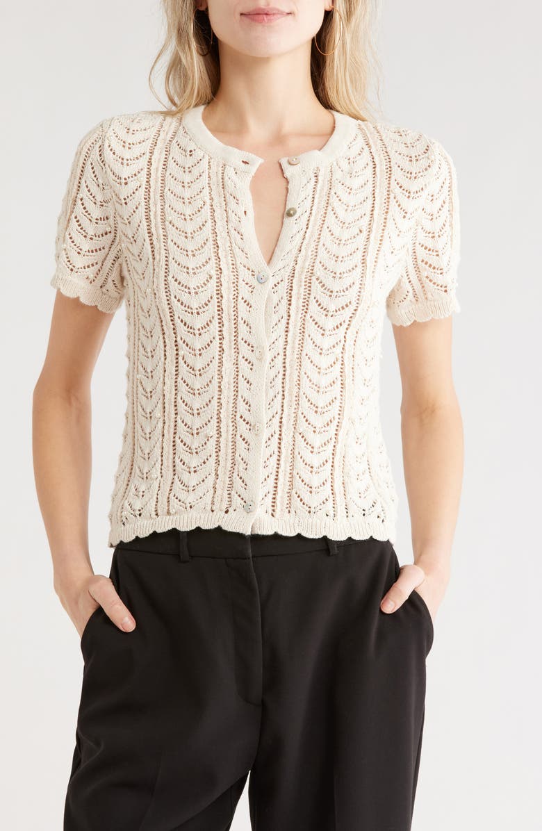 JASON WU Pointelle Lace Cardigan, Main, color,