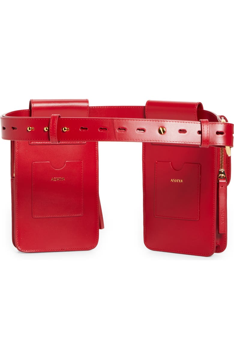 ASHYA Hertiage Double Pouch Leather Belt Bag, Alternate, color,