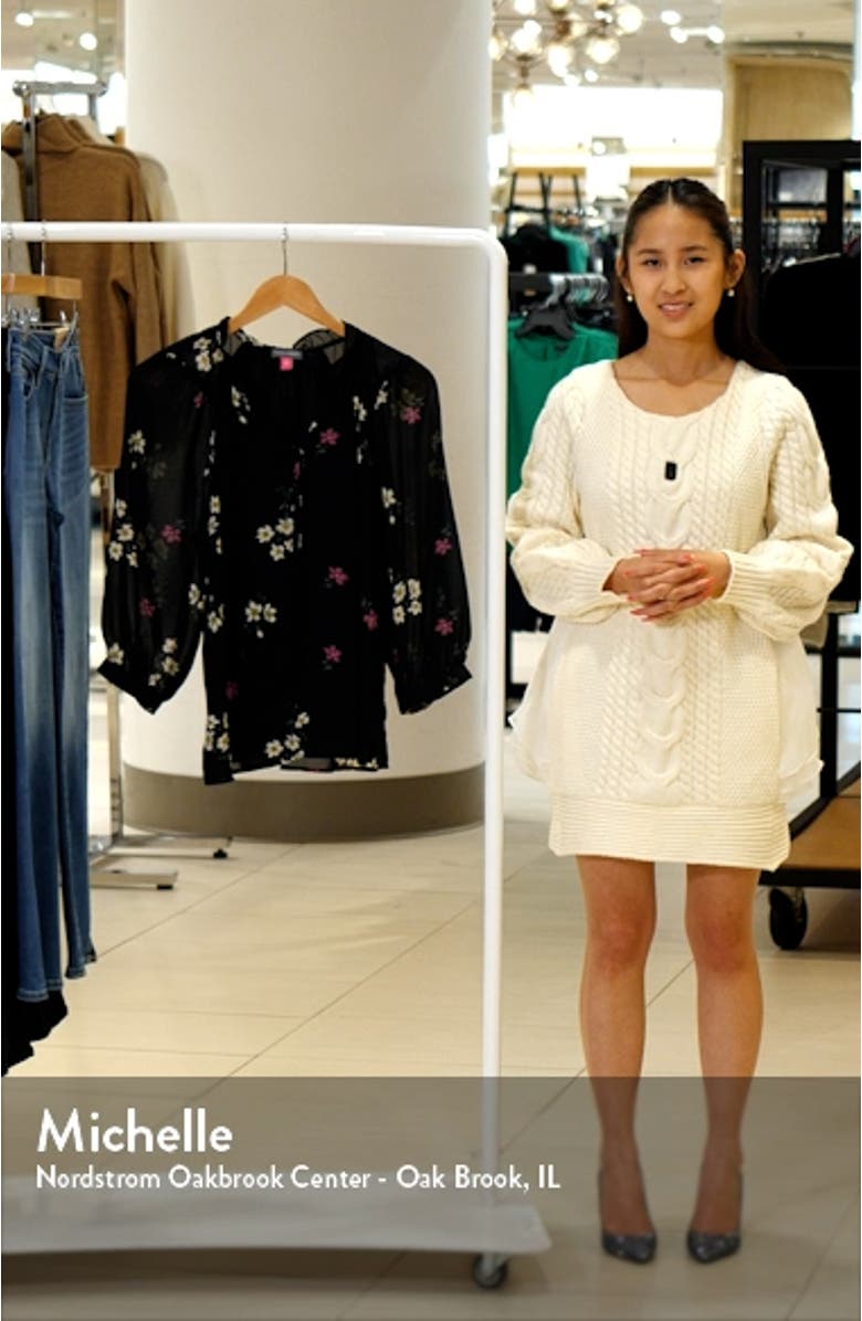 Floral Split Neck Peasant Blouse, sales video thumbnail