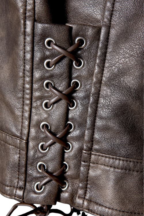 Warehouse Oversized Whipstitch Leather Look Jacket In Brown