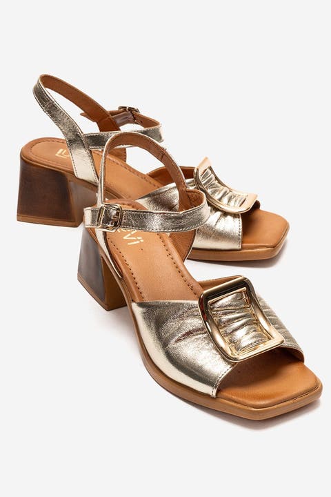 Asha Leather Block Heel Sandal