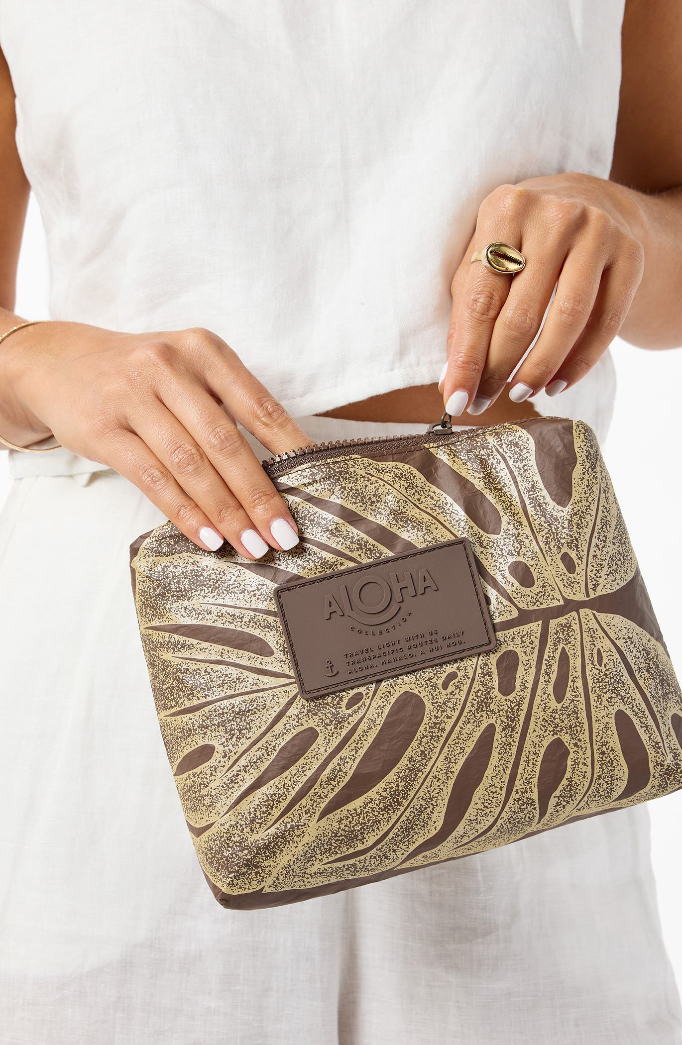 Aloha Collection Small Deliciosa Water Resistant Pouch, Alternate, color, Luster/ Coconut