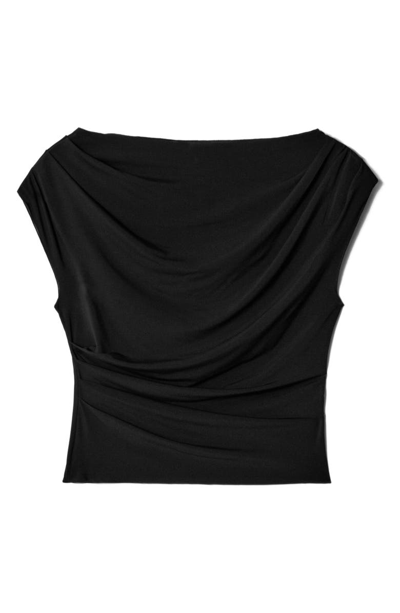 & Other Stories Drape Cap Sleeve Jersey Top, Alternate, color, Black Dark