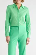 Alice + Olivia Willa Placket Silk Blend Top