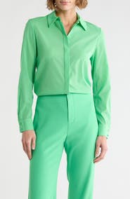 Alice + Olivia Willa Placket Silk Blend Top