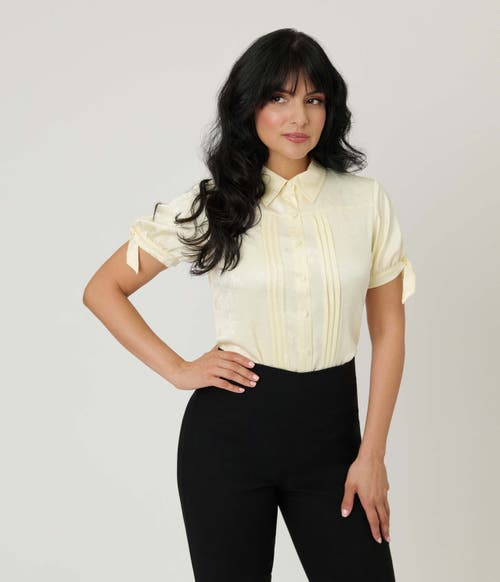 Unique Vintage 1950s Tie Cuff Blouse In Neutral