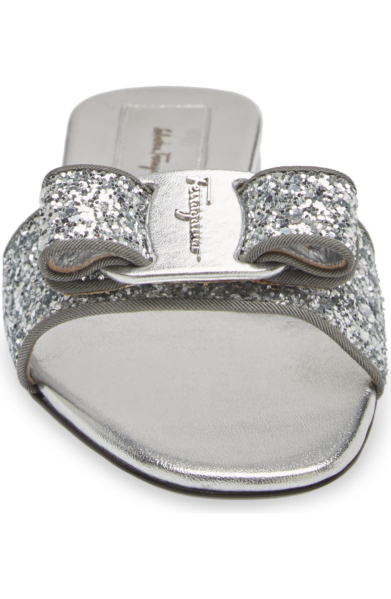 FERRAGAMO Vicky Glitter Bow Slide Sandal, Alternate, color,