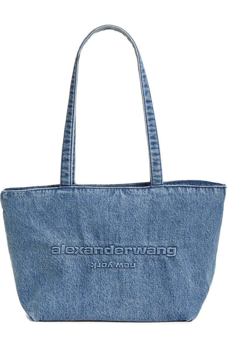 Alexander Wang Medium Punch Denim Tote, Main, color, Vintage Medium Indigo