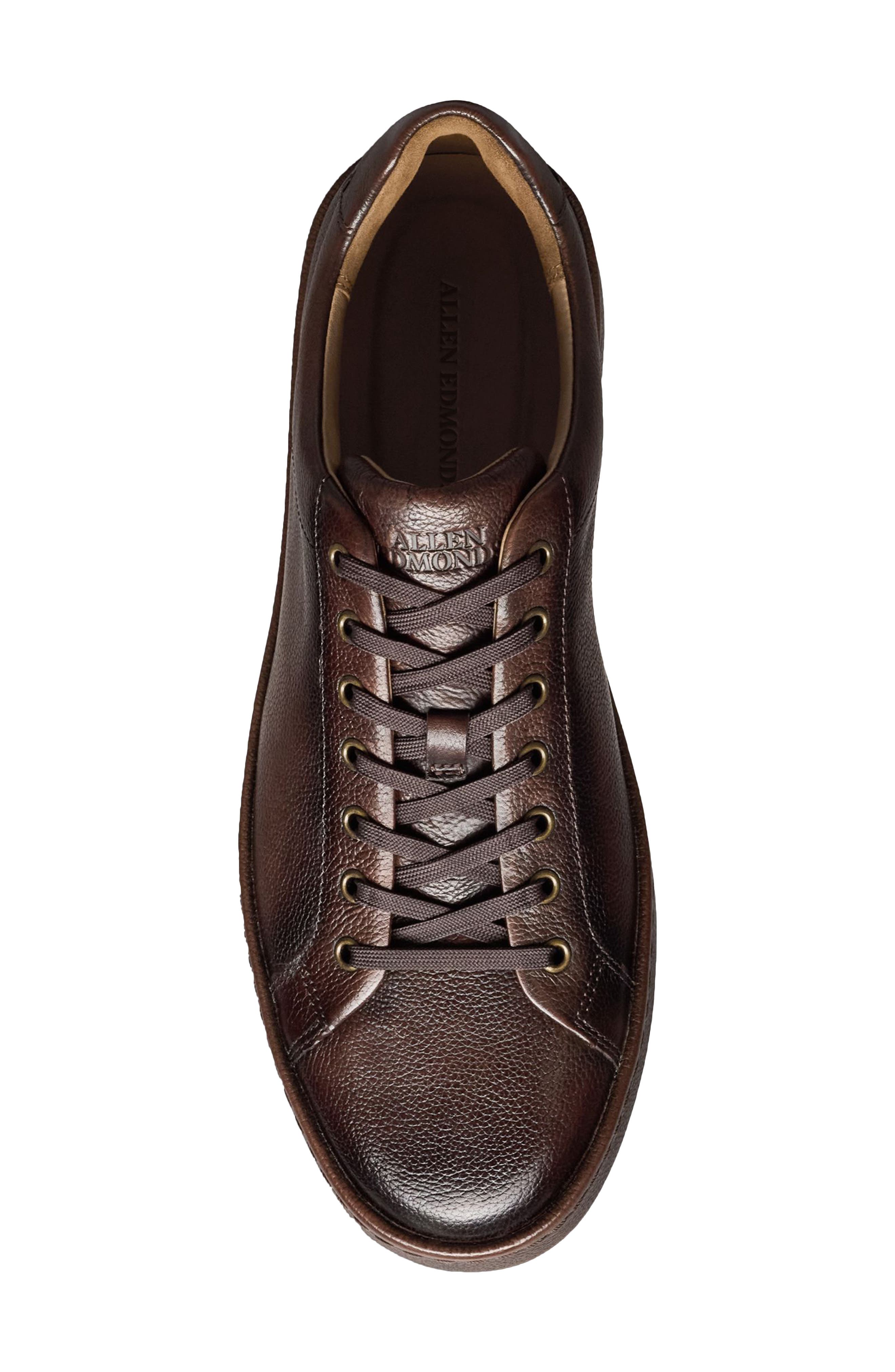 Barnes Leather Sneaker, Alternate, color, DARK BROWN GRAIN