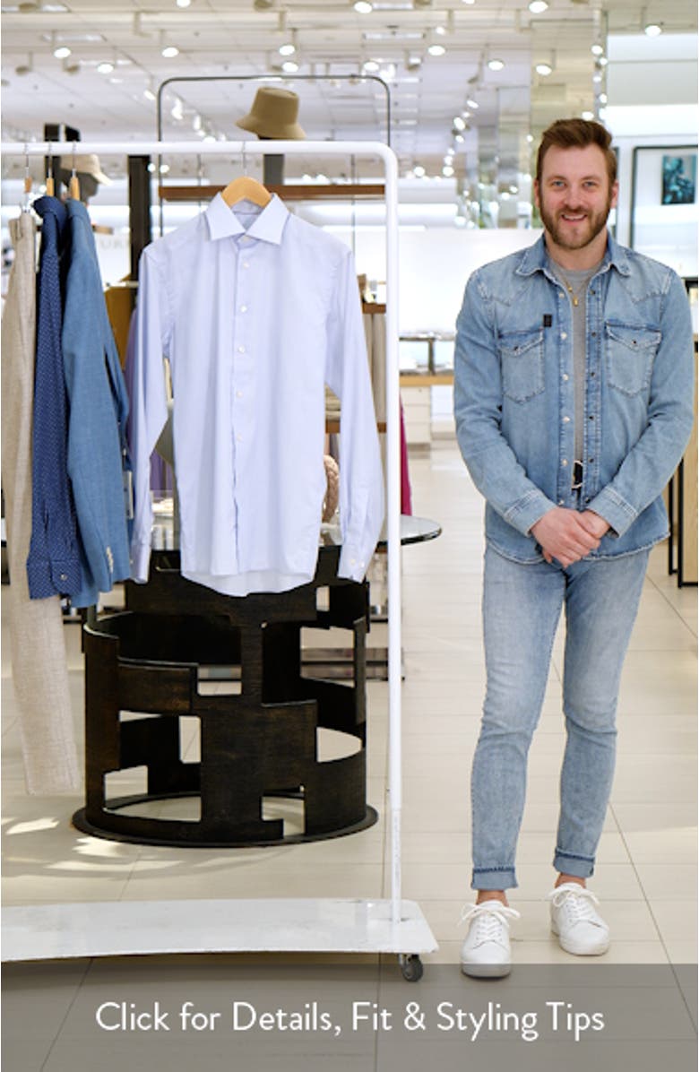 Contemporary Fit Pinstripe Cotton Twill Dress Shirt, sales video thumbnail