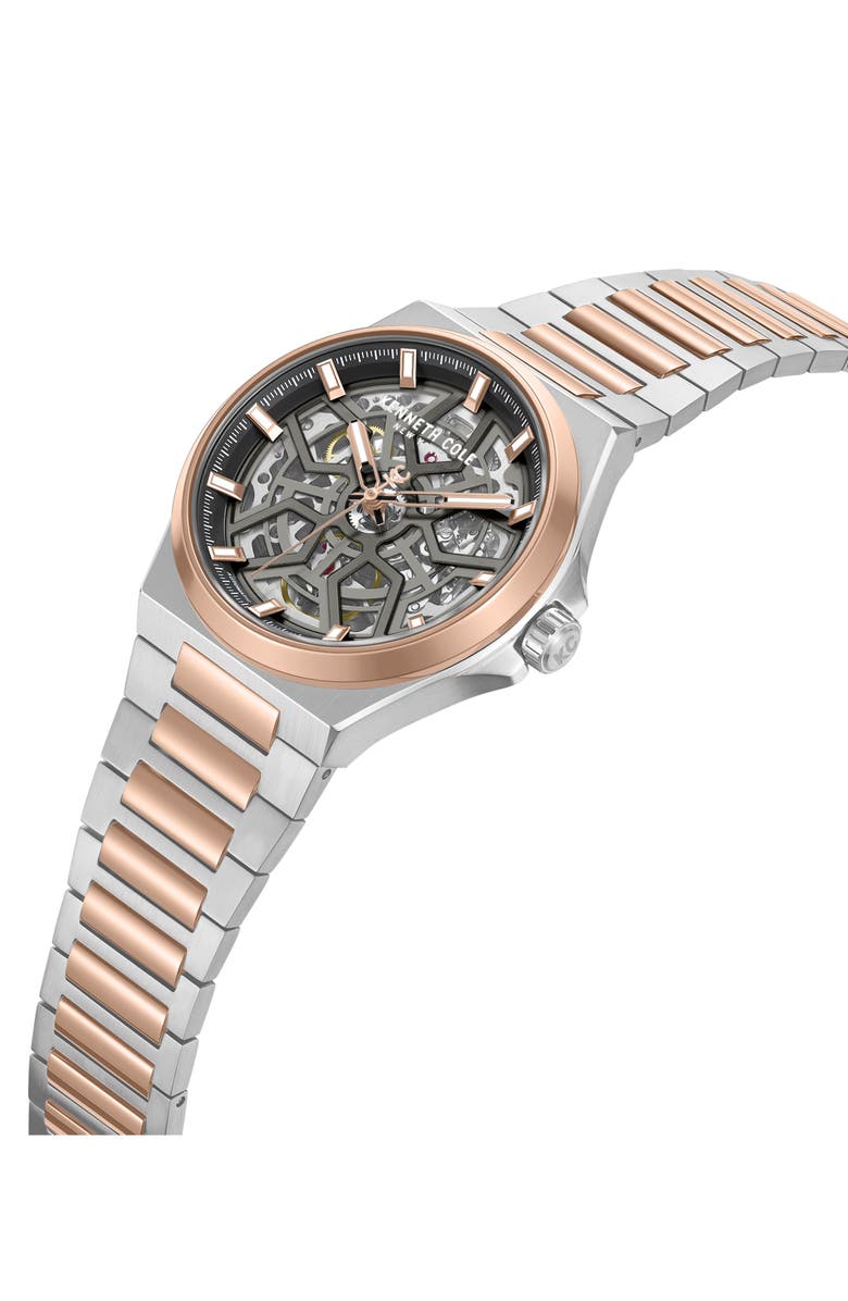 Kenneth Cole New York Automatic Bracelet Watch, 43.5mm, Alternate, color, Two Tone