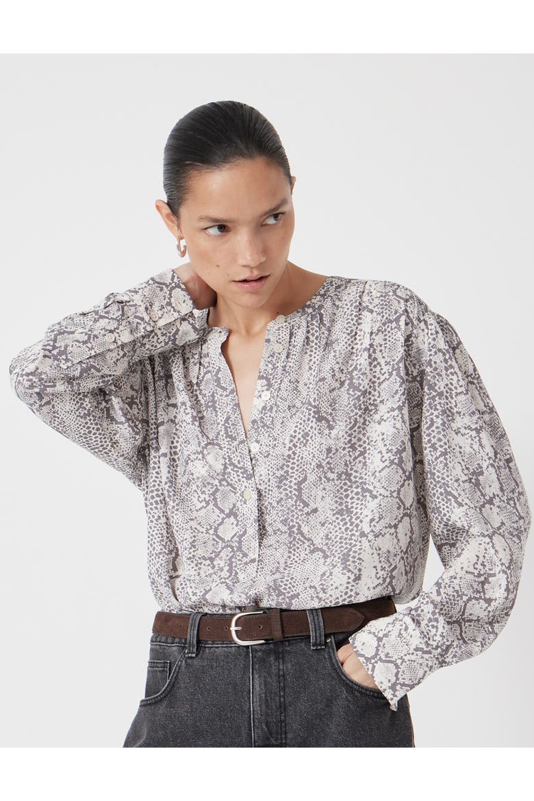 Fernanda Snake Printed Blouse, Main, color, Natural Snake Grey