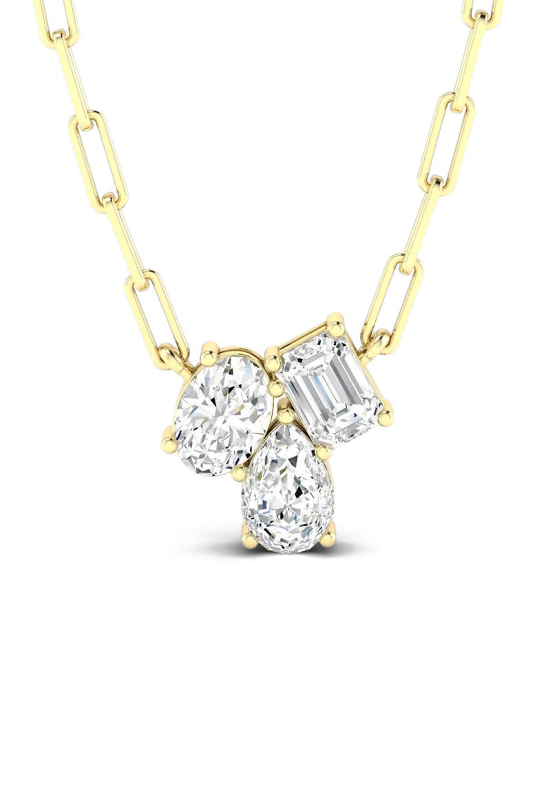 Multi Shape Cluster Lab Diamond Necklace in 14K, Main, color, Yellow Gold