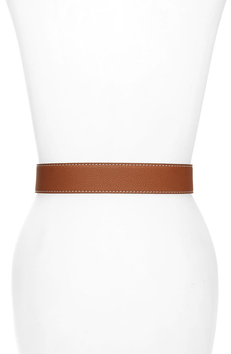 Loewe Anagram Buckle Leather Belt, Alternate, color,