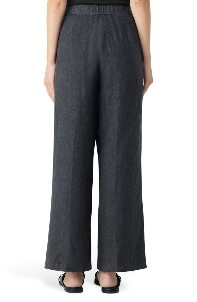 Eileen Fisher Organic Linen Ankle Wide Leg Pants, Alternate, color, Graphite