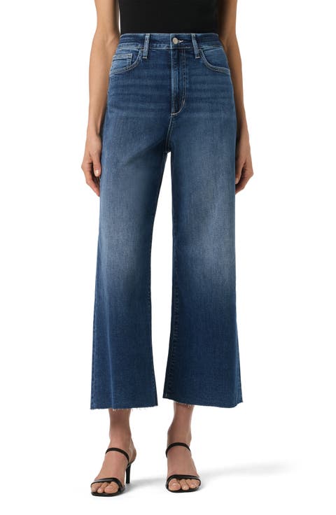 Raw Hem Crop Wide Leg Jeans (Bryndis)