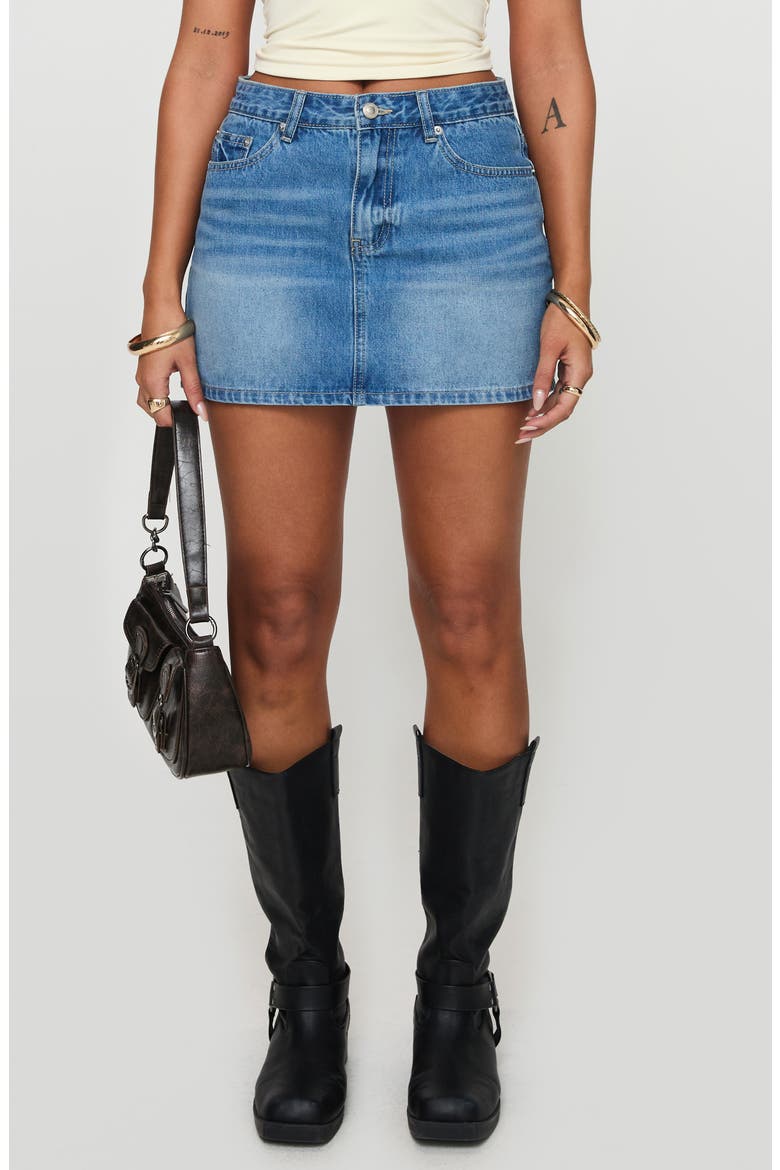 Paulette Denim Miniskirt, Main, color, BLUE