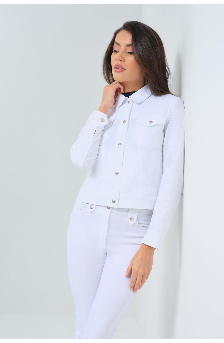 Anatomie Delilah Performance Cotton Trucker Jacket, Alternate, color, White