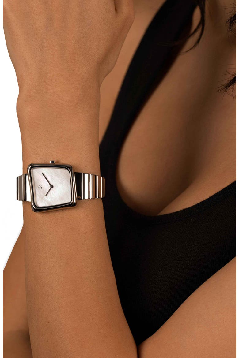Nebula Gemstone Watch, Alternate, color, White Pearl-Silver
