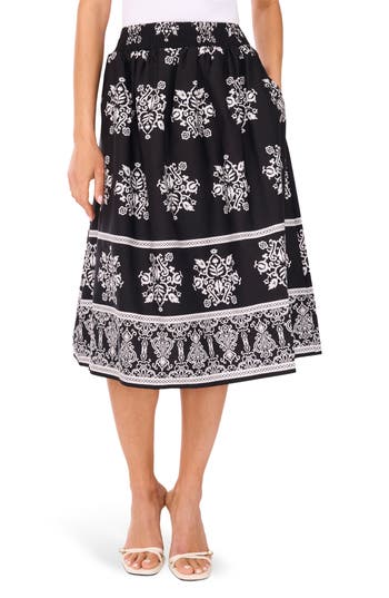 Cece Cotton Poplin A-line Midi Skirt