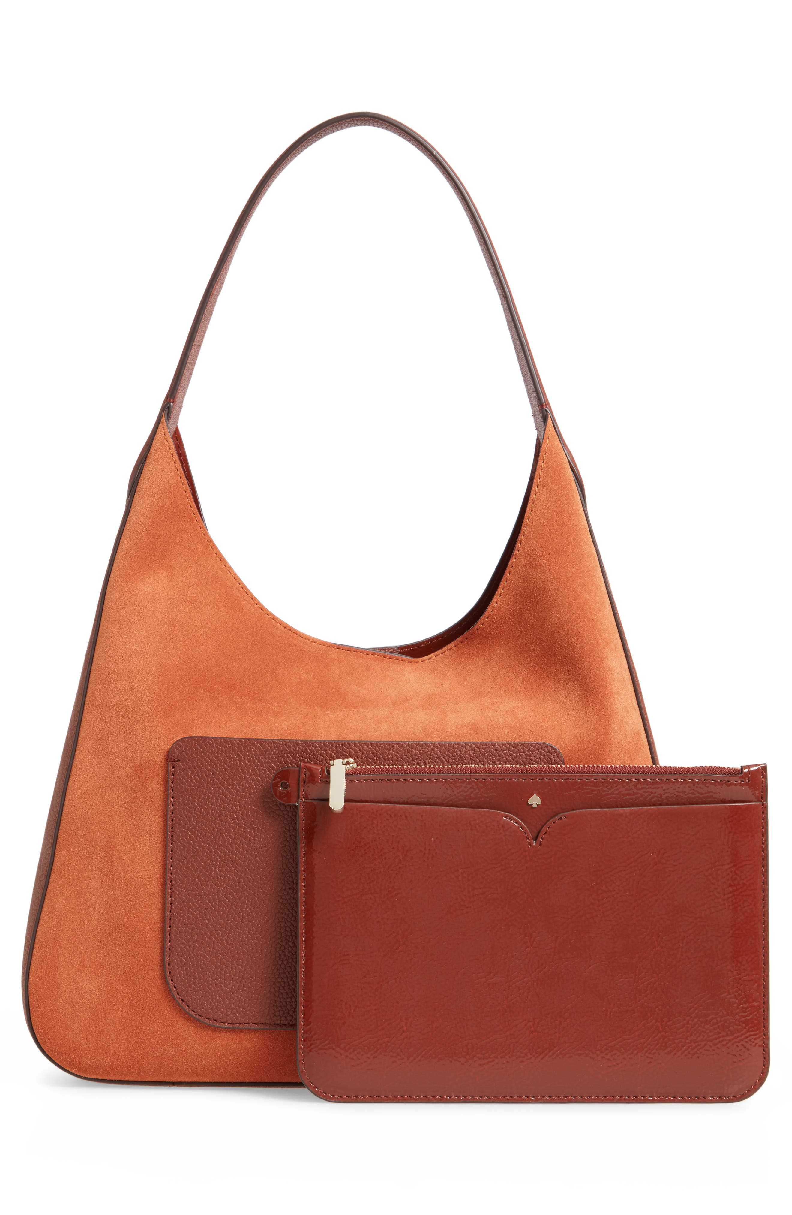 medium rita suede & leather hobo, Alternate, color, AMBER