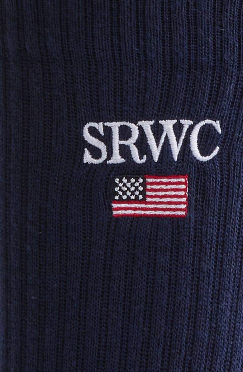 Sporty & Rich Nautical Crew Socks, Alternate, color, Dark Navy/White/Ruby