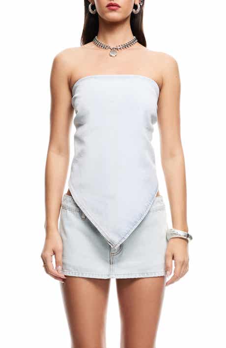 LIONESS New York Strapless Denim Bandana Top