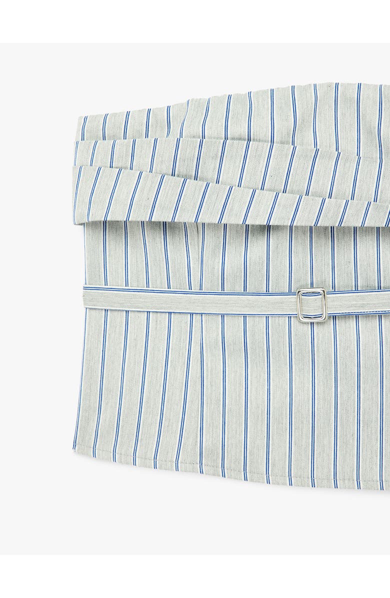 Koton Striped Strapless Belted Top, Alternate, color, Grey Stripe