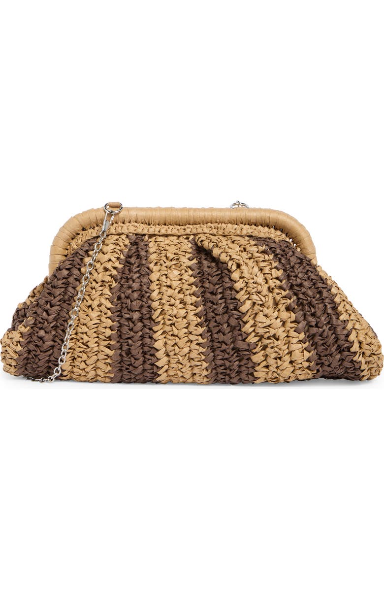 Collection XIIX Stripe Raffia Clutch, Main, color, Natural Brown