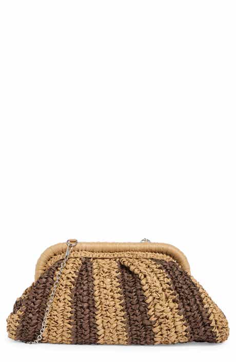 Collection XIIX Stripe Raffia Clutch