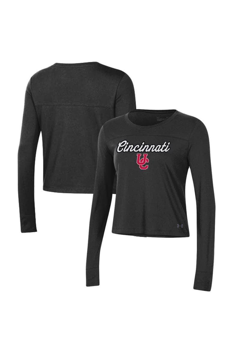 Women's Under Armour Black Cincinnati Bearcats Vault Cropped Long Sleeve T-Shirt, Main, color, Black