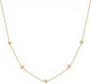 MADE BY MARY Cubic Zirconia Birthstone Flower Station Necklace