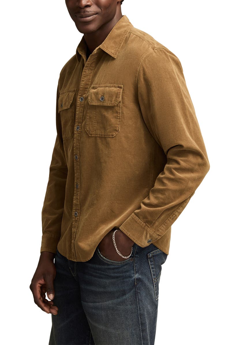 Lucky Brand Cotton Corduroy Button-Up Utility Shirt, Alternate, color, Kangaroo