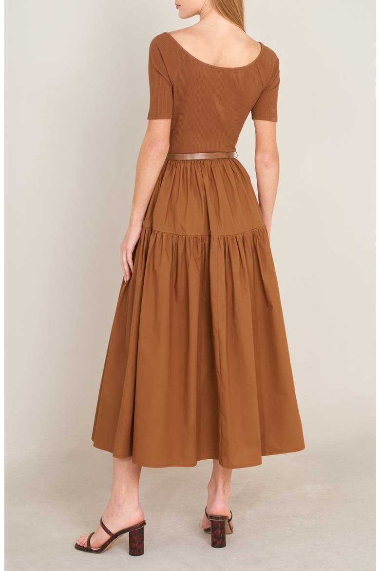 Belted Tiered Maxi Dress, Alternate, color, RUST