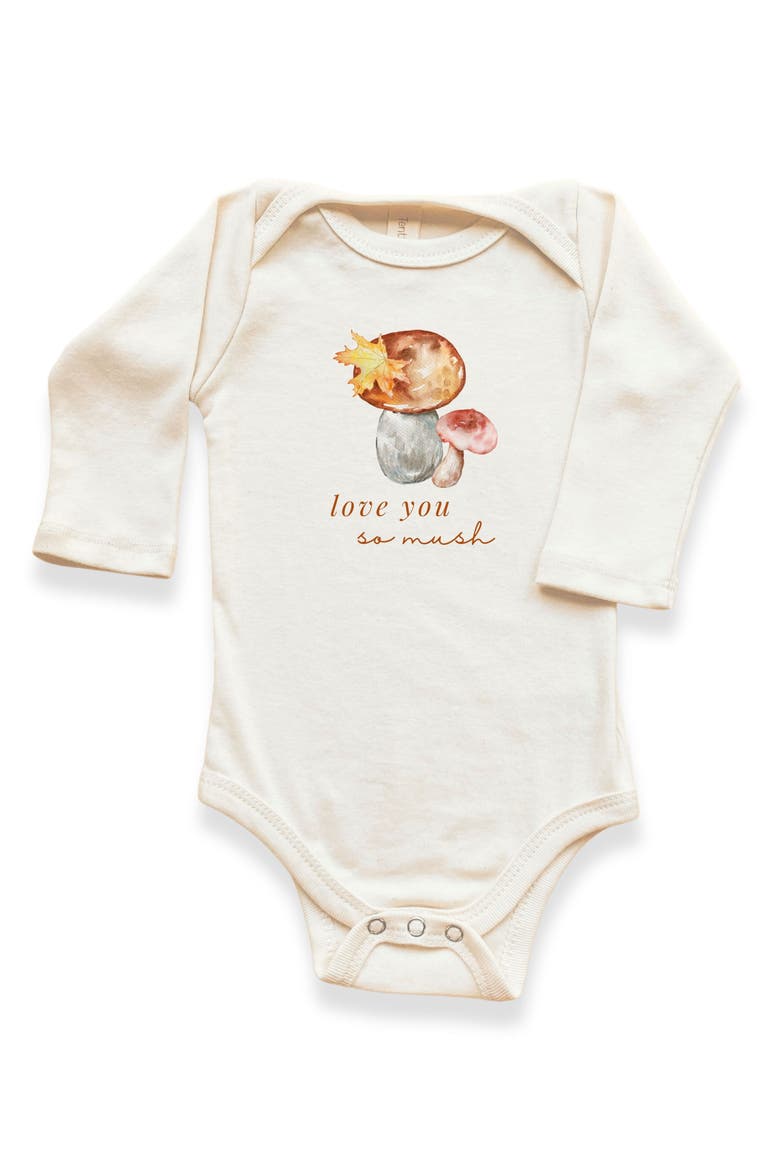 Love You So Mush Organic Bodysuit Long Sleeve, Main, color, Natural
