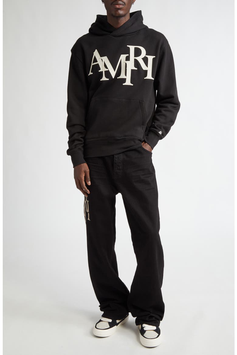 Oversize Staggered Logo Pullover Hoodie (Men) | Nordstrom