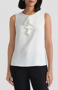 KASPER Ruffle Front Georgette Top