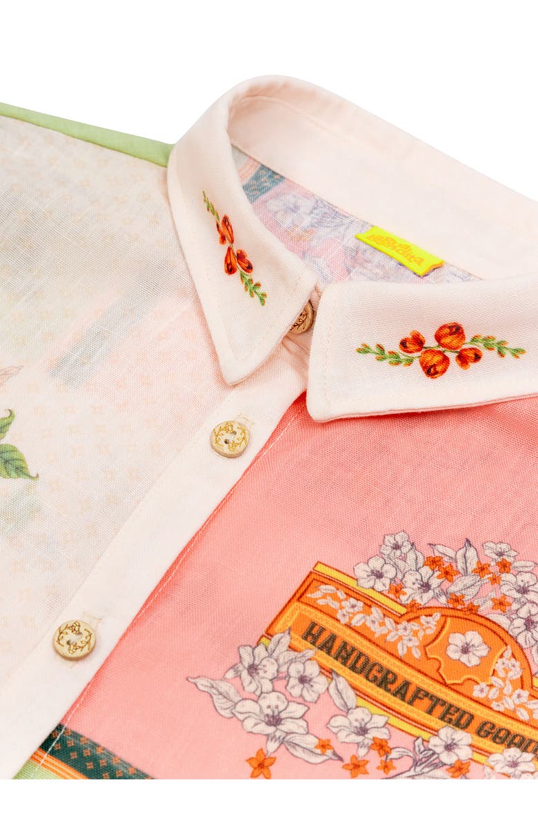 Agua Bendita Kids' Clarabelle Short Sleeve Button-Up Shirt, Alternate, color, White