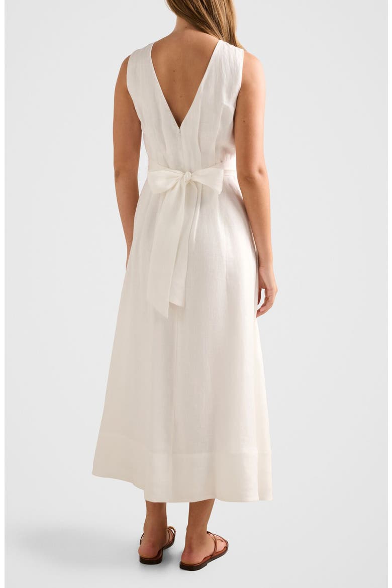 Rosie Tuck Detail Sleeveless Linen Dress, Alternate, color, PORCELAIN