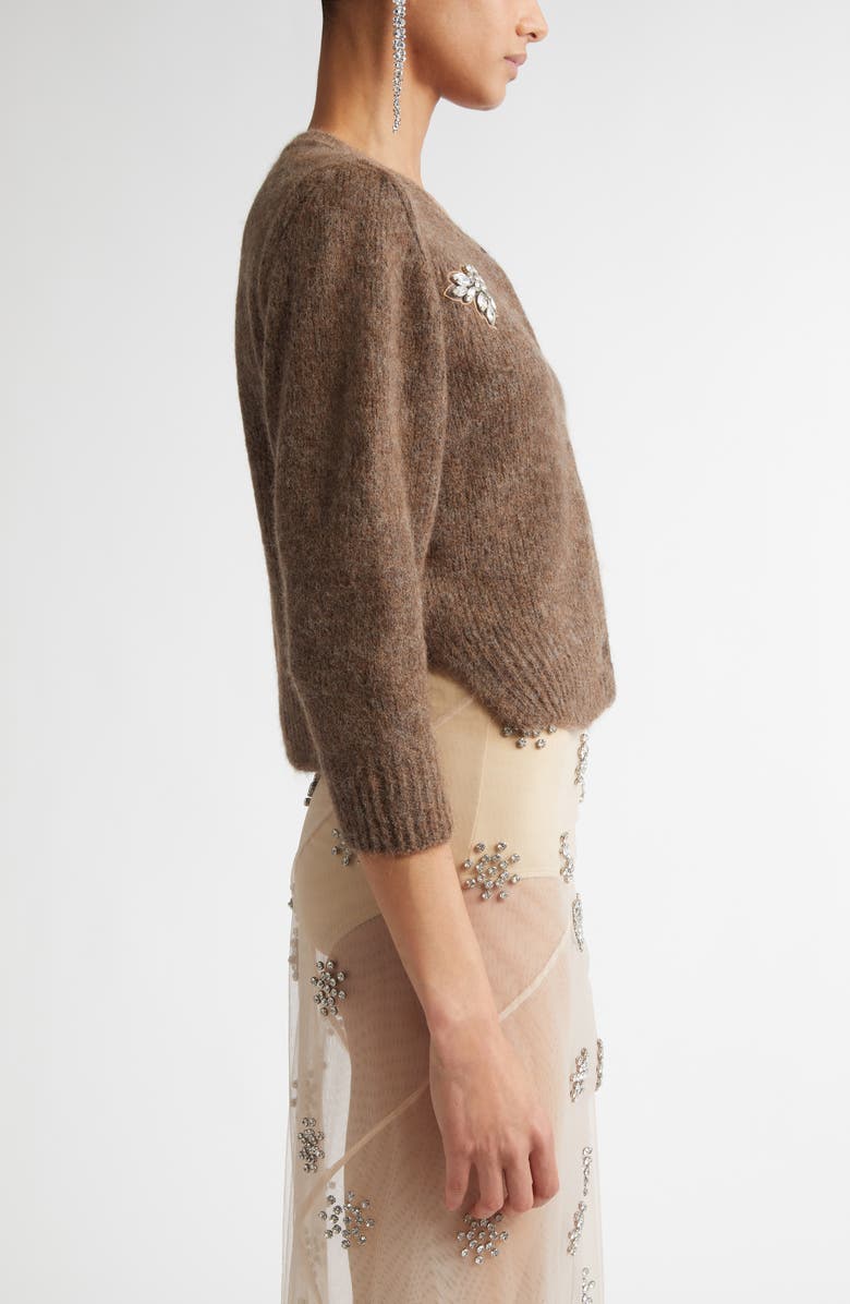 Simone Rocha Crystal Embellished Crop Cardigan, Alternate, color,