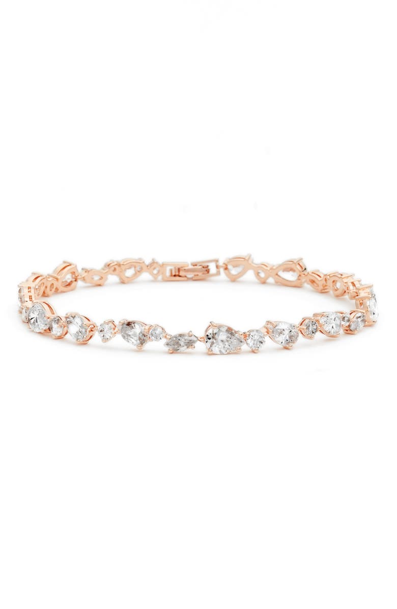 Nadri Ava Line Bracelet, Main, color, Rose Gold