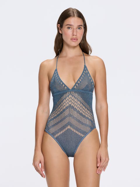 Villone V Neck Knitted One Piece Swimsuit