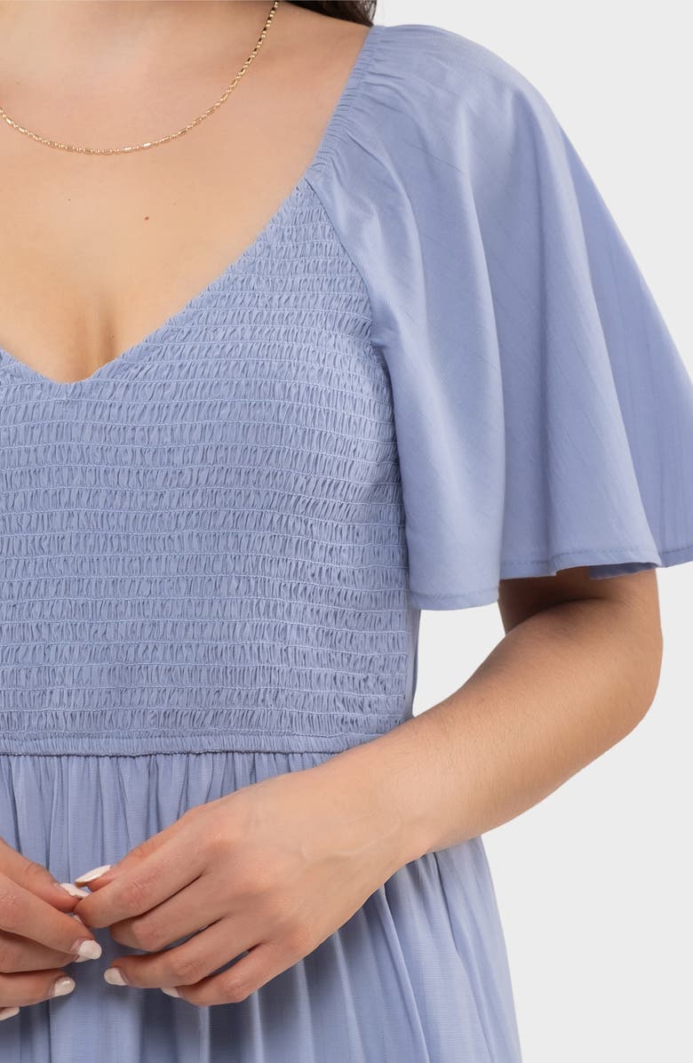 AUGUST SKY Flutter Sleeve A-Line Midi Dress, Alternate, color, Medium Blue