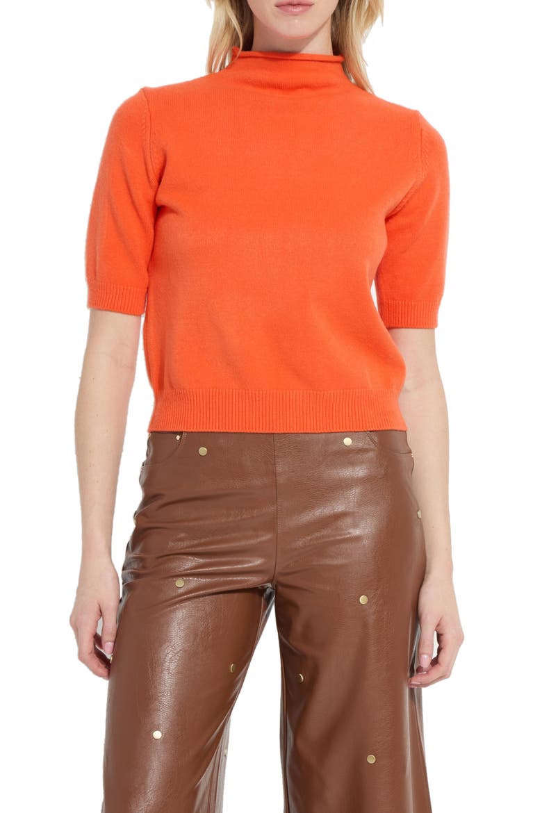 Delphina Short Sleeve Mock Neck Sweater, Main, color, SPICED FLAME