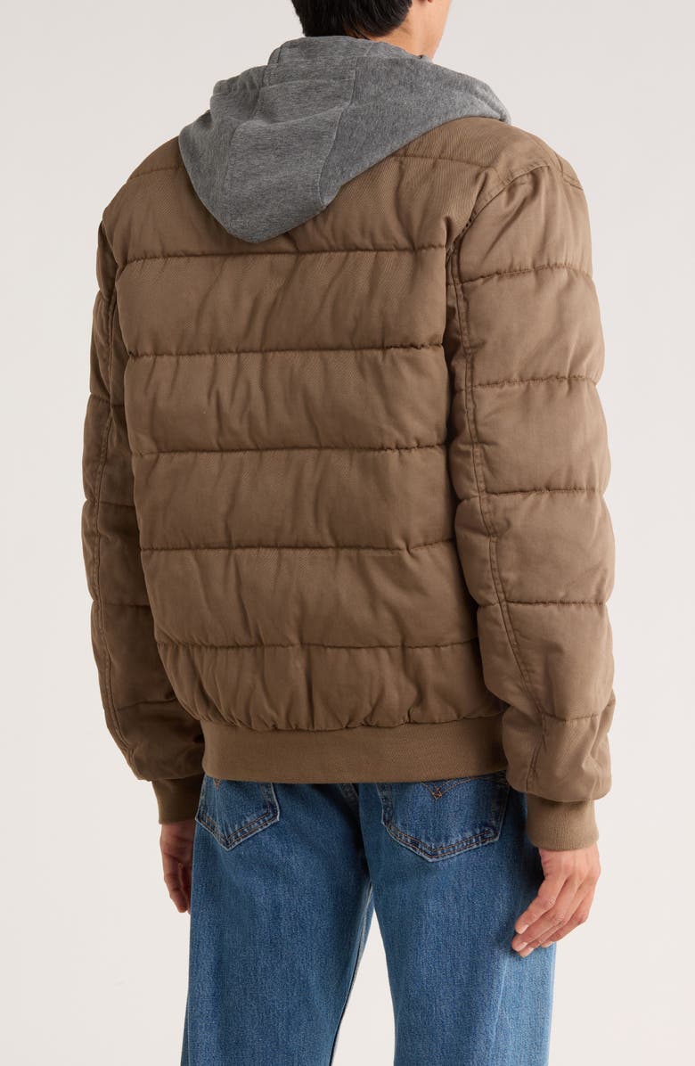 Lucky Brand Cotton Hooded Puffer Bomber Jacket, Alternate, color, Mushroom