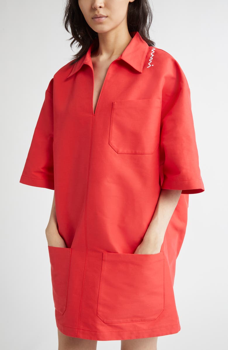 Marni Embroidered Logo Boxy Minidress, Alternate, color, 