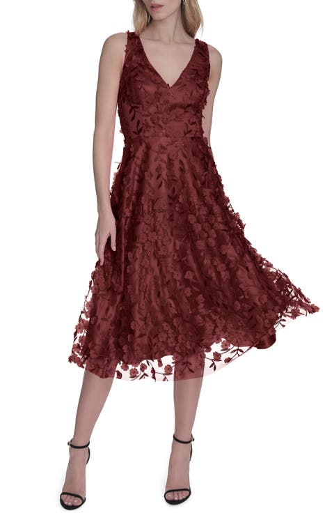 3D Appliqué Fit & Flare Cocktail Dress