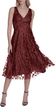 Eliza J 3D Appliqué Fit & Flare Cocktail Dress
