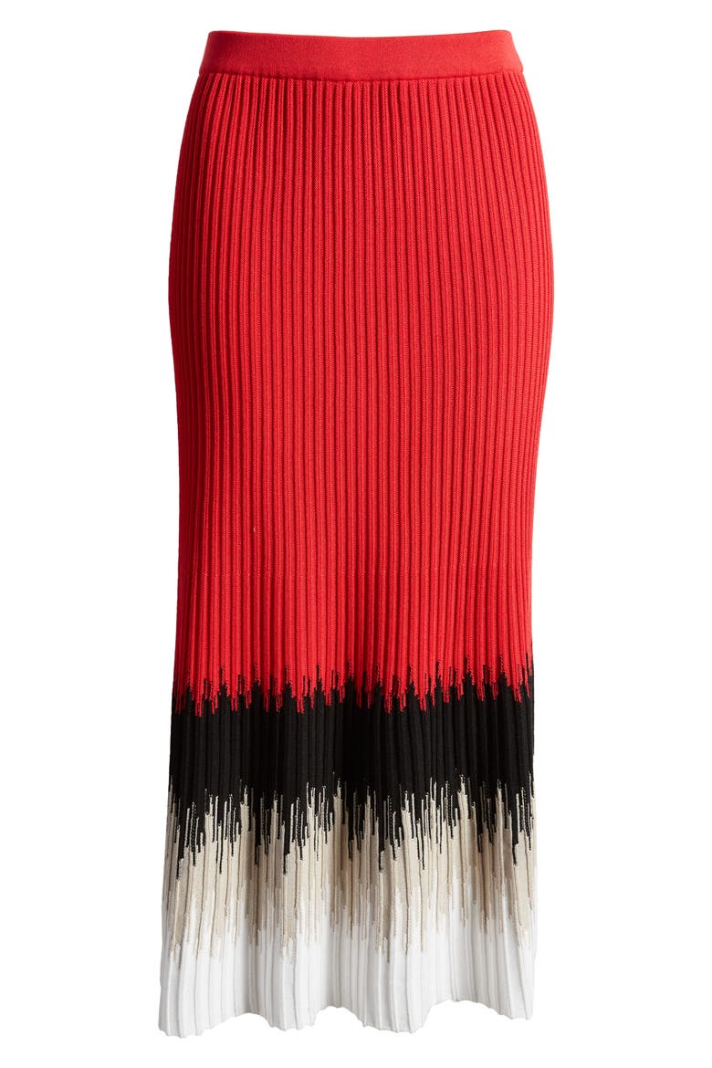 Ribbed Ombré Midi Skirt, Alternate, color, P RED/LM/BWH