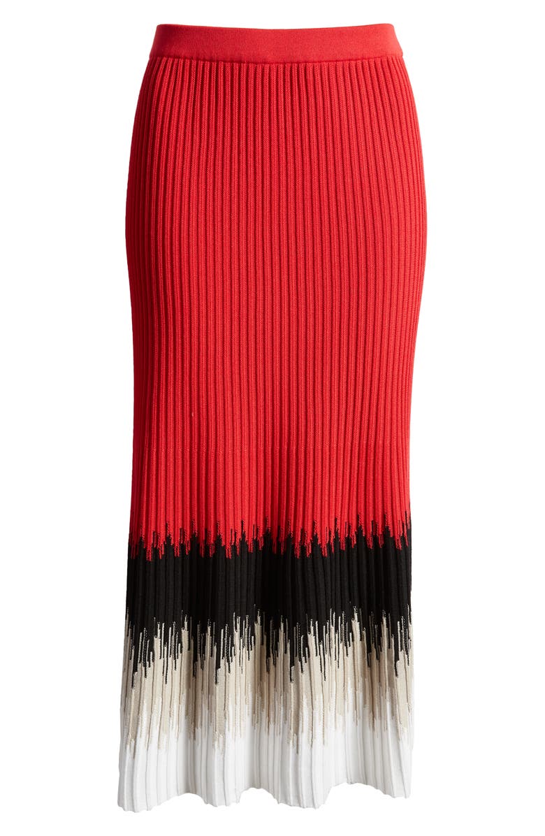 Ming Wang Ribbed Ombré Midi Skirt, Alternate, color, P Red/Lm/Bwh